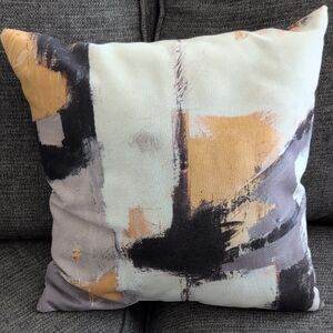 Black, Mustard Yellow and Grey Abstract Accent Pillow